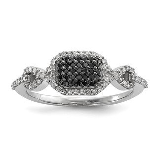 Sterling Silver Black and White Diamond Ring