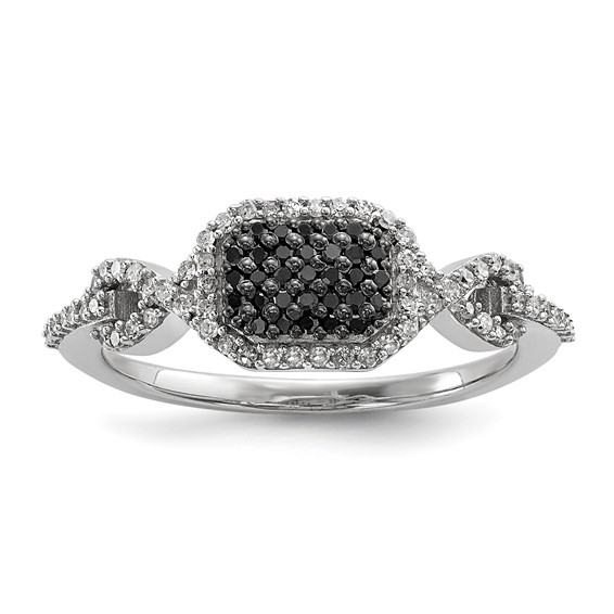 Sterling Silver Black and White Diamond Ring