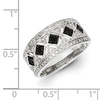 Sterling Silver Black White Diamond Ring view 5
