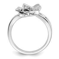 White Night Sterling Silver Rhodium-plated White and Black Diamond Butterfly Ring view 2