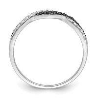 White Night Sterling Silver Rhodium-plated Black and White Criss Cross Diamond Ring view 2