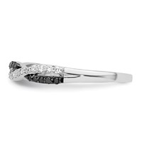 White Night Sterling Silver Rhodium-plated Black and White Criss Cross Diamond Ring view 3