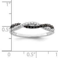 White Night Sterling Silver Rhodium-plated Black and White Criss Cross Diamond Ring view 5