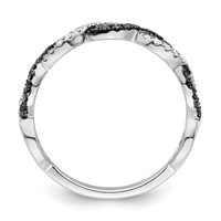 White Night Sterling Silver Rhodium-plated Black and White Criss Cross Diamond Ring view 2