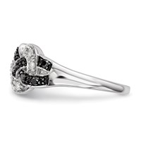 White Night Sterling Silver Rhodium-plated Black and White Diamond Intertwined Ring view 3