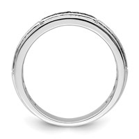 White Night Sterling Silver Rhodium-plated White and Black Diamond Men's Ring view 2