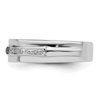 White Night Sterling Silver Rhodium-plated White and Black Diamond Men's Ring view 3