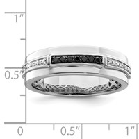 White Night Sterling Silver Rhodium-plated White and Black Diamond Men's Ring view 5