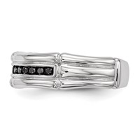 White Night Sterling Silver Rhodium-plated Black Diamond Men's Ring view 3