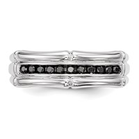 White Night Sterling Silver Rhodium-plated Black Diamond Men's Ring view 4