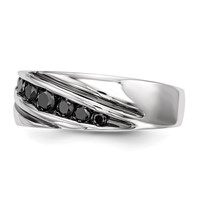 White Night Sterling Silver Rhodium-plated Black Diamond Men's Band Ring view 3