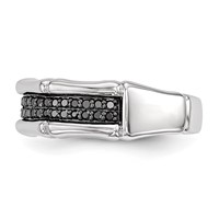White Night Sterling Silver Rhodium-plated Black Diamond Men's Ring view 3