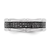 White Night Sterling Silver Rhodium-plated Black Diamond Men's Ring view 4