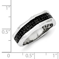 White Night Sterling Silver Rhodium-plated Black Diamond Men's Ring view 5