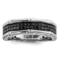 White Night Sterling Silver Rhodium-plated Black Diamond Men's Ring view 1