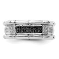 White Night Sterling Silver Rhodium-plated White and Black Diamond Men's Ring view 4