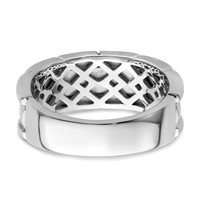 White Night Sterling Silver Rhodium-plated White and Black Diamond Men's Ring view 5