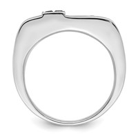 White Night Sterling Silver Rhodium-plated Black and White Diamond Men's Ring view 2