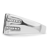 White Night Sterling Silver Rhodium-plated Black and White Diamond Men's Ring view 3
