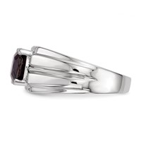 White Night Sterling Silver Rhodium-plated Garnet and Diamond Square Men's Ring view 3