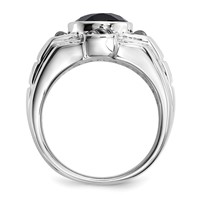 White Night Sterling Silver Black Rhodium-plated Diamond and Onyx Oval Men's Ring view 2