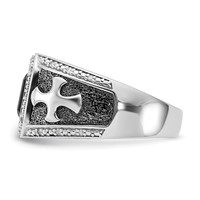 White Night Sterling Silver Black Rhodium-plated Diamond and Onyx Cross Men's Ring view 3