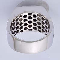 White Night Sterling Silver Black Rhodium-plated Diamond and Onyx Square Men's Ring view 4
