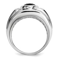 White Night Sterling Silver Rhodium-plated Diamond and Onyx Men's Ring view 2