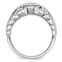 White Night Sterling Silver Rhodium-plated Black Diamond Oval Skull Men's Ring view 2