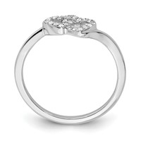 Sterling Silver Rhodium Plated Diamond Double Heart Promise Ring view 2