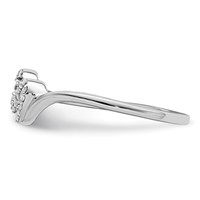 Sterling Silver Rhodium Plated Diamond Double Heart Promise Ring view 3