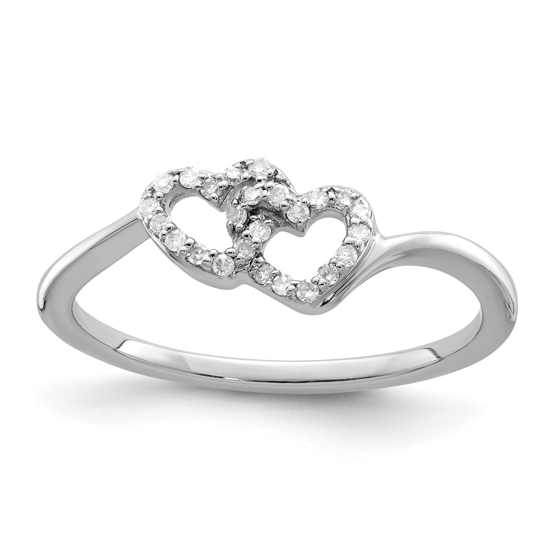 Sterling Silver Rhodium Plated Diamond Double Heart Promise Ring (QR5605-6)