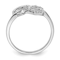 Sterling Silver Rhodium Plated Diamond Double Heart Ring view 2