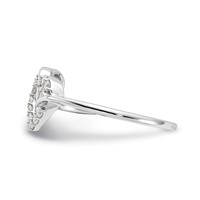 Sterling Silver Rhodium Plated Diamond Double Heart Ring view 3