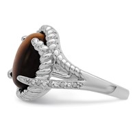 Sterling Silver Rhodium-plated Tigers Eye Quartz and Diamond Ring view 4