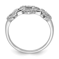 Sterling Silver Rhodium Plated Diamond Triple Heart Ring view 2