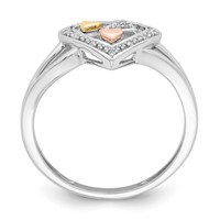 Sterling Silver Rhodium Plated Ring with Gold-tone & Rose-tone Accent Diamond view 2