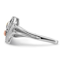 Sterling Silver Rhodium Plated Ring with Gold-tone & Rose-tone Accent Diamond view 4