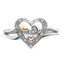 Sterling Silver Rhodium Plated Ring with Gold-tone & Rose-tone Accent Diamond view 5