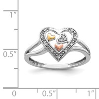 Sterling Silver Rhodium Plated Ring with Gold-tone & Rose-tone Accent Diamond view 3