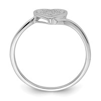 Sterling Silver Rhodium Plated Diamond Heart Ring view 2