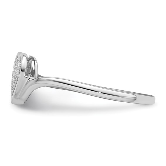Sterling Silver Rhodium Plated Diamond Heart Ring