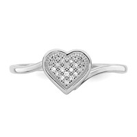 Sterling Silver Rhodium Plated Diamond Heart Ring view 5