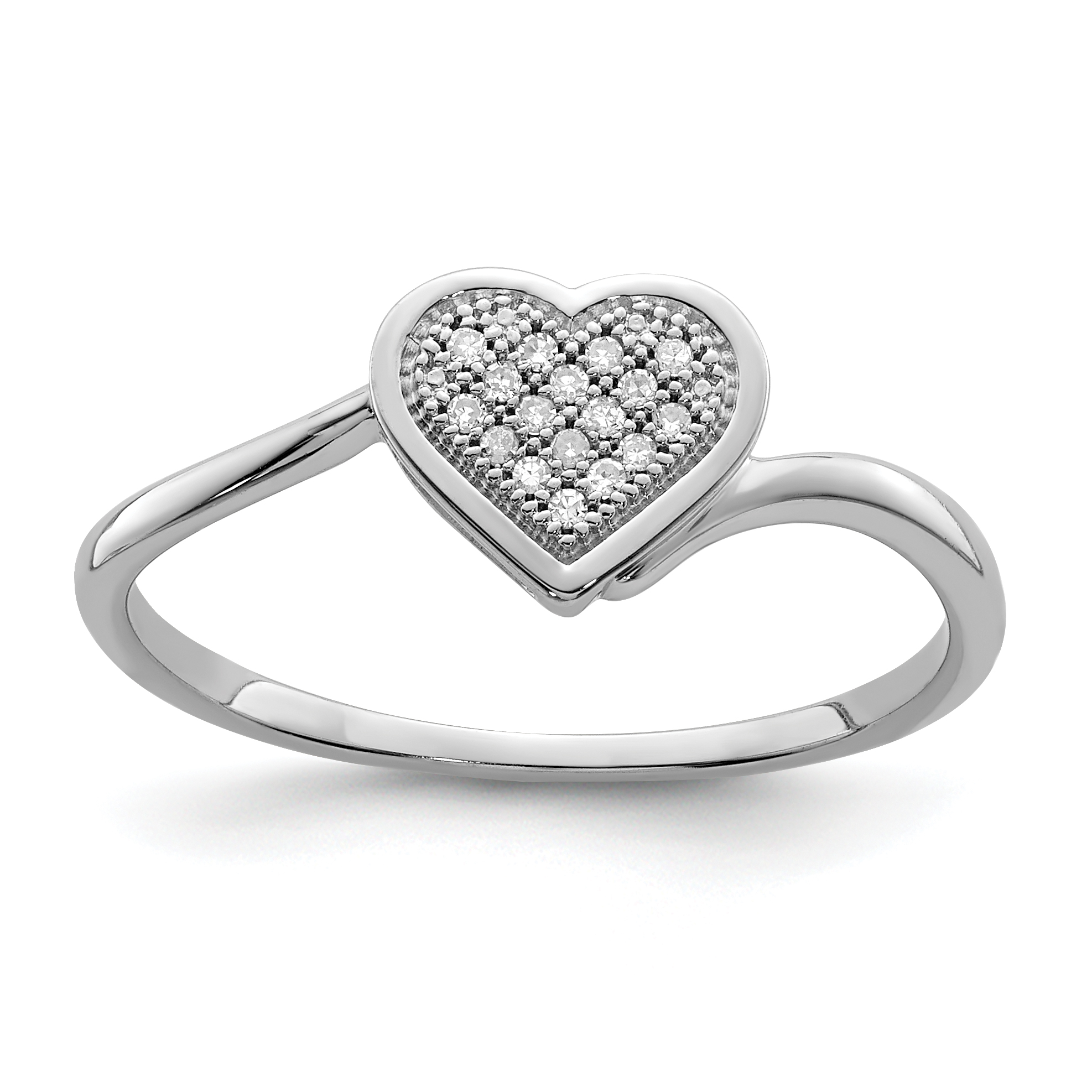 Sterling Silver Rhodium Plated Diamond Heart Ring (QR5627-8)