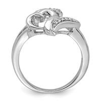 Sterling Silver Rhodium Diam. Heart Ring view 2