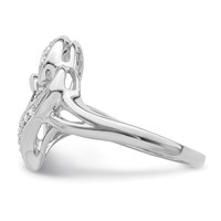 Sterling Silver Rhodium Diam. Heart Ring view 3