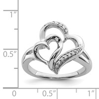 Sterling Silver Rhodium Diam. Heart Ring view 4