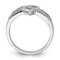 Sterling Silver Rhodium Plated Diamond Heart Ring view 2
