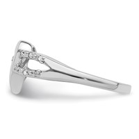 Sterling Silver Rhodium Plated Diamond Heart Ring view 3