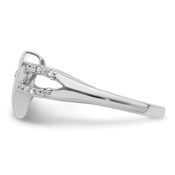 Sterling Silver Rhodium Plated Diamond Heart Ring